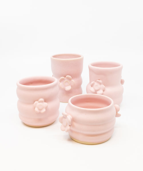 Curvy Pink Flower Cups