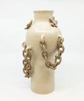 Large White Chain and Flower Vase