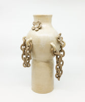 Large White Chain and Flower Vase