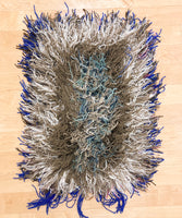 Beige and Blue Geometric Rug - 20 x 30"