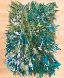 Green Rug with Fabric & Yarn - 36 x 56"