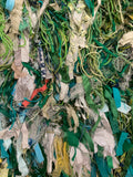 Green Rug with Fabric & Yarn - 36 x 56"