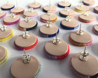 Small Embroidered Circle Earrings